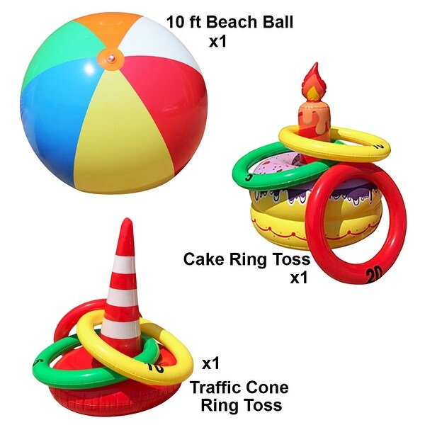 10 Foot Beach Ball and Traffic Cone toss game and Cake Toss Game